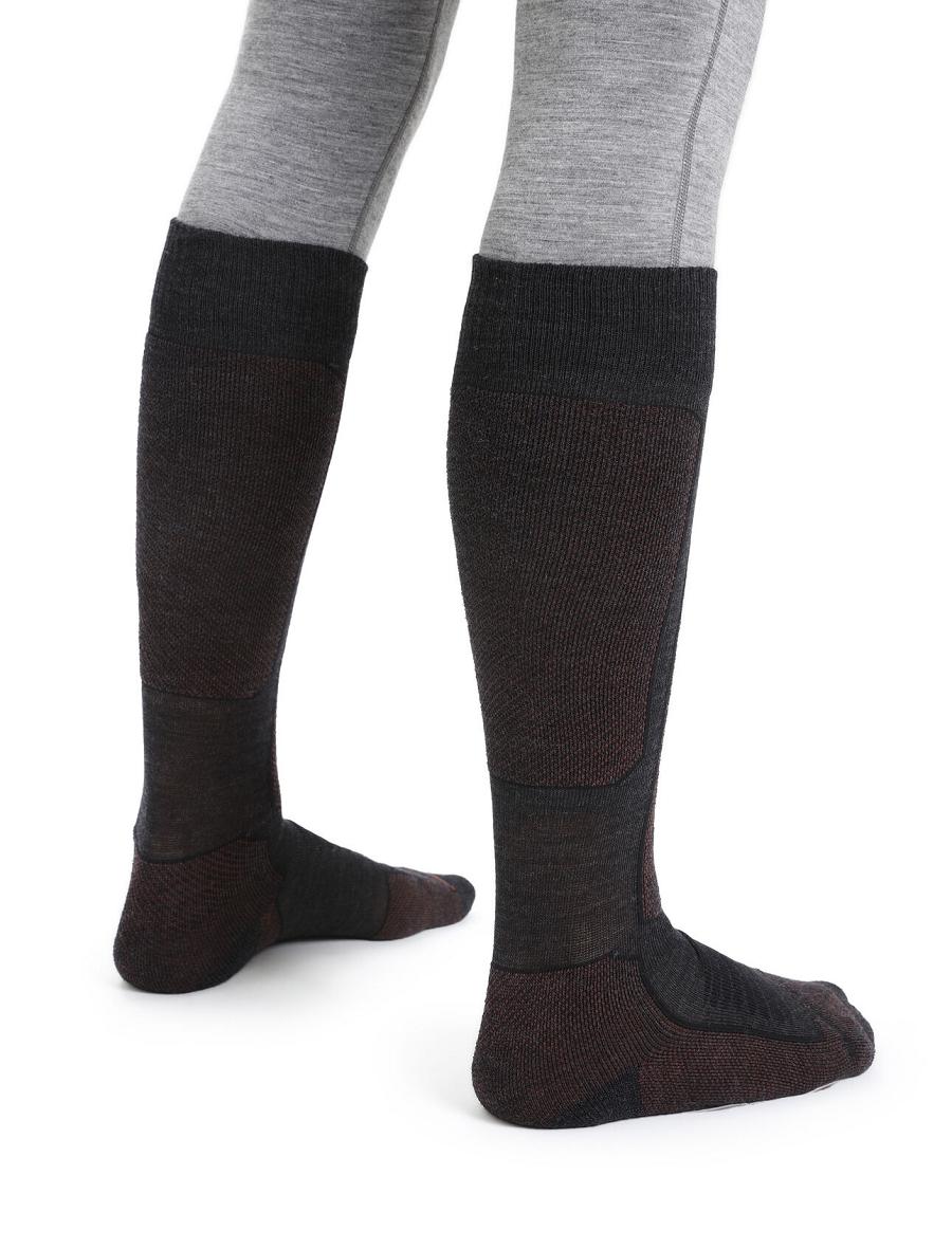 Jet Heather / Espresso Men's Icebreaker Merino Ski+ Medium Over the Calf Socks | USA 1027EBCX